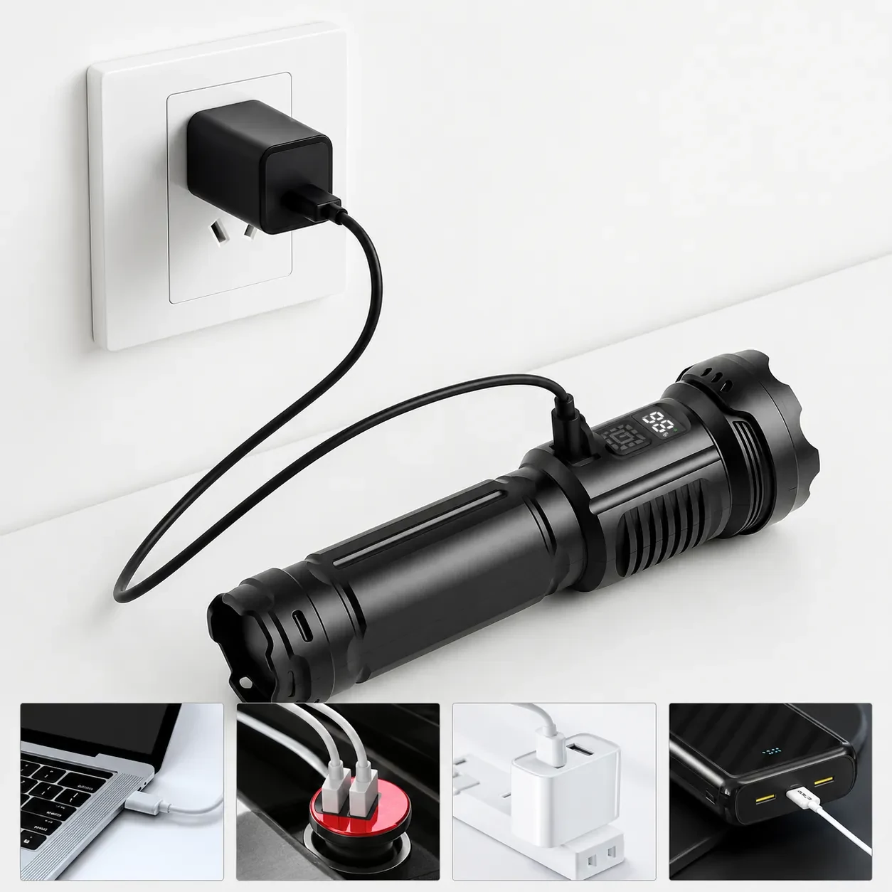 BIKIGHT CY-16 LED-es zseblámpa - USB-C töltés többféle forrásból
