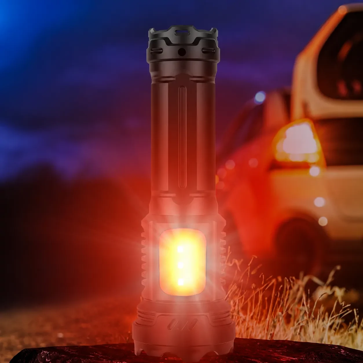 BIKIGHT CY-16 LED-es zseblámpa - Piros vészjelző oldalfény