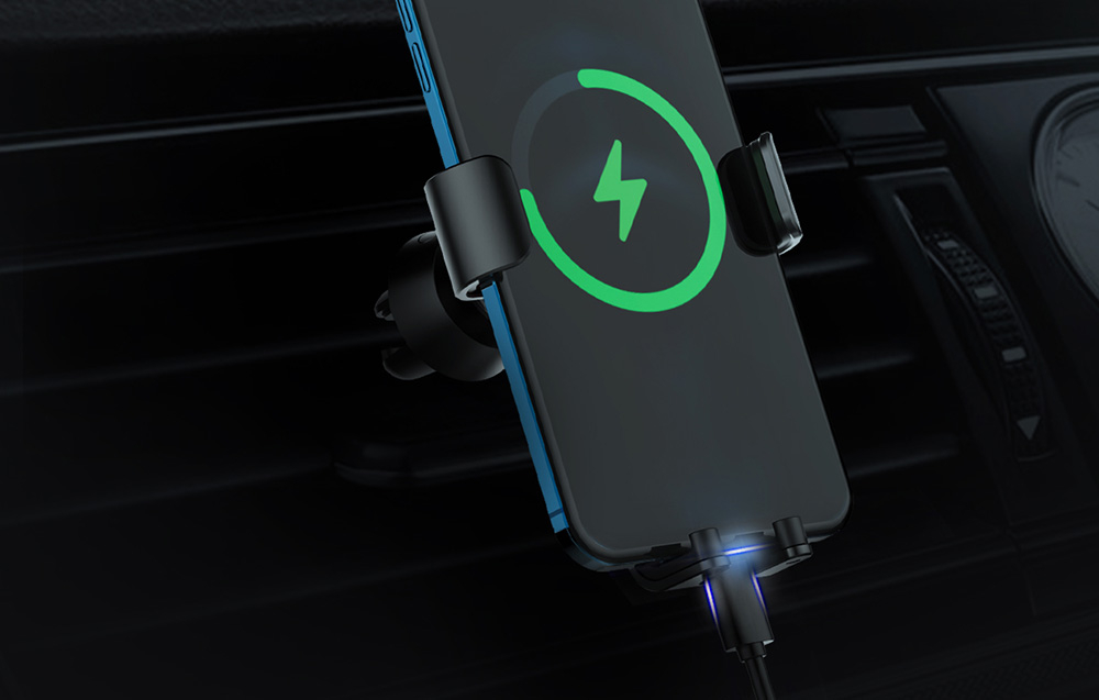 Gravity car holder for LDNIO MG10 phone (black)