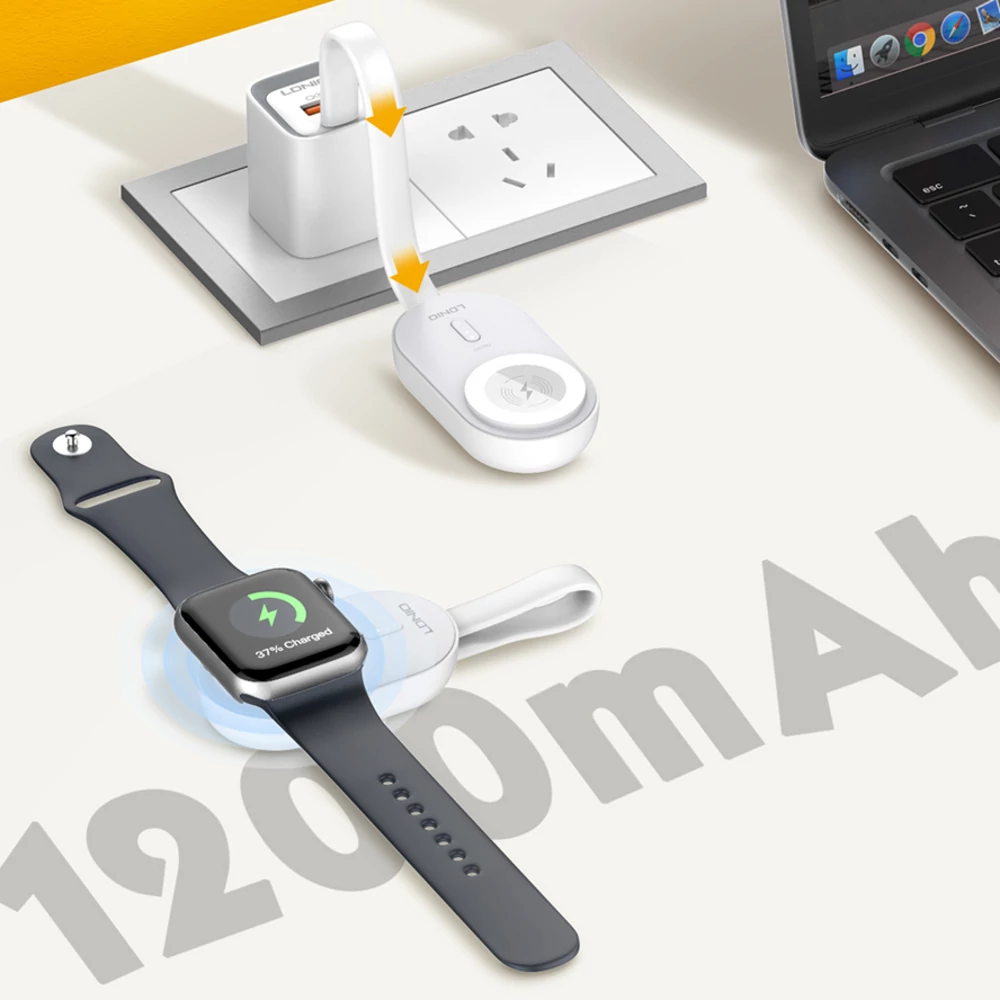 LDNIO AW005 mágneses Apple Watch töltő, 1200 mAh – Mágneses illeszkedés Apple Watchhoz