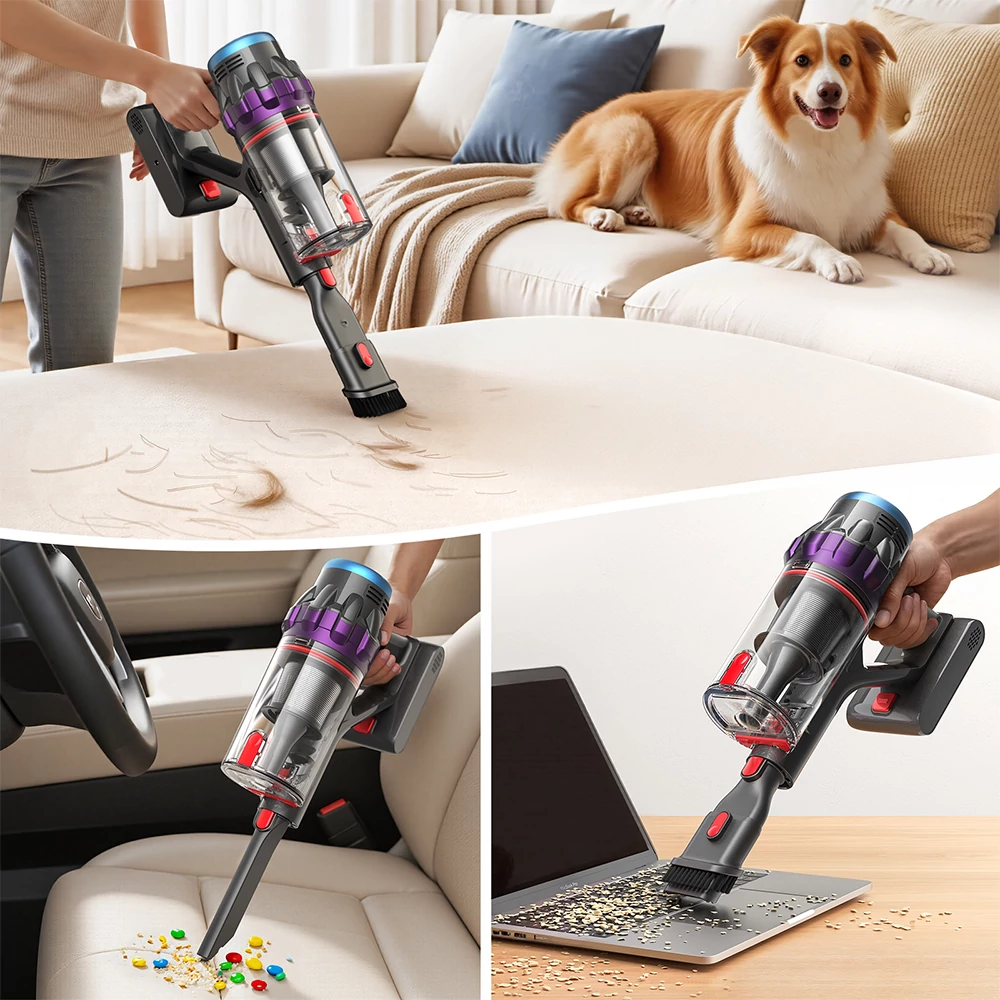 lubluelu G10 vezeték nélküli porszívó – Sokoldalú tartozékok és LED világítás