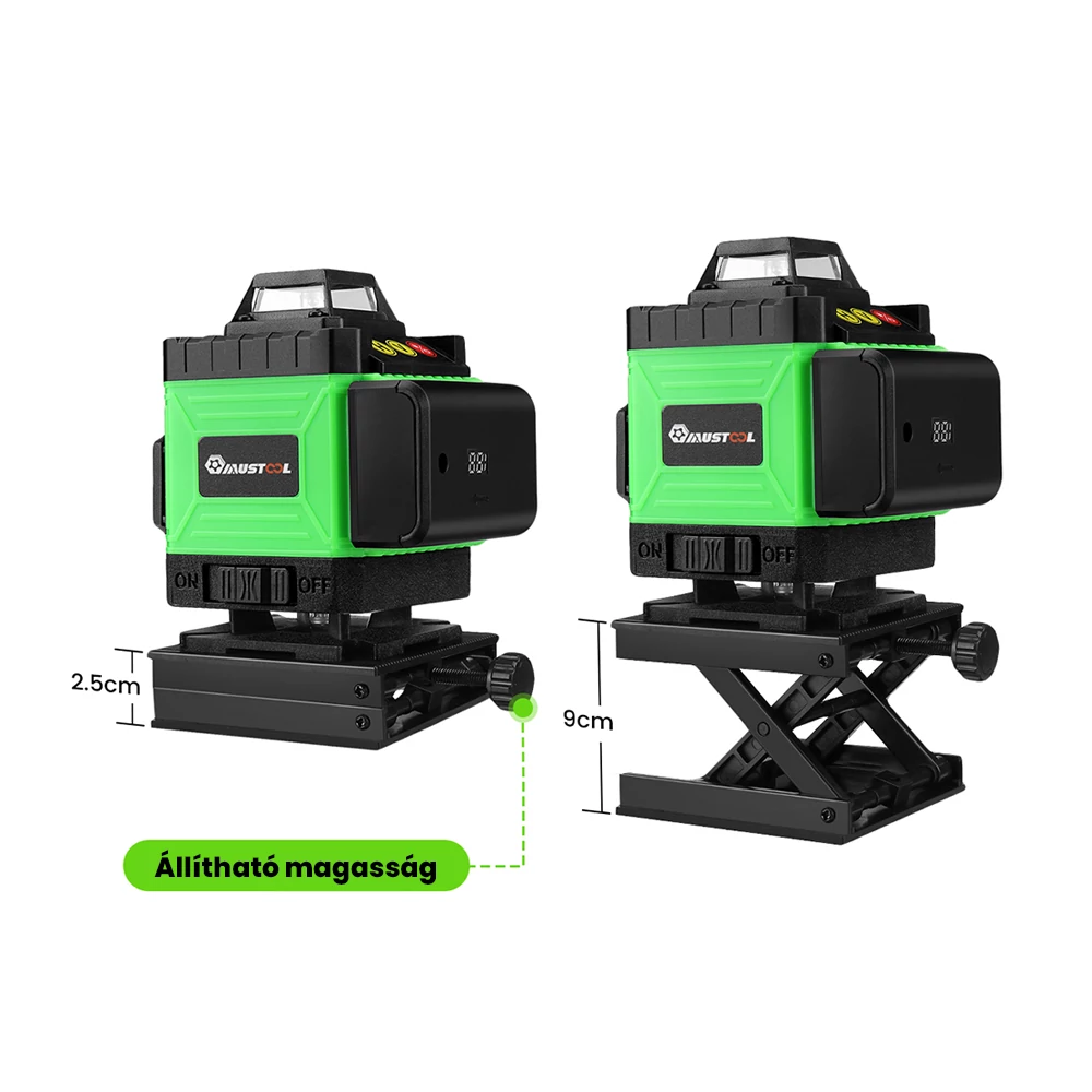 MUSTOOL 4D 16 Line Green Laser Level – Akkumulátor és Töltés