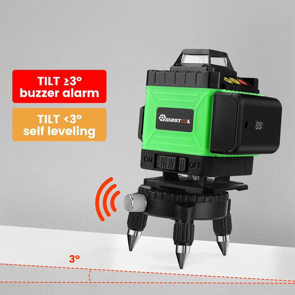 MUSTOOL 4D 16 Line Green Laser Level – Masszív kivitel