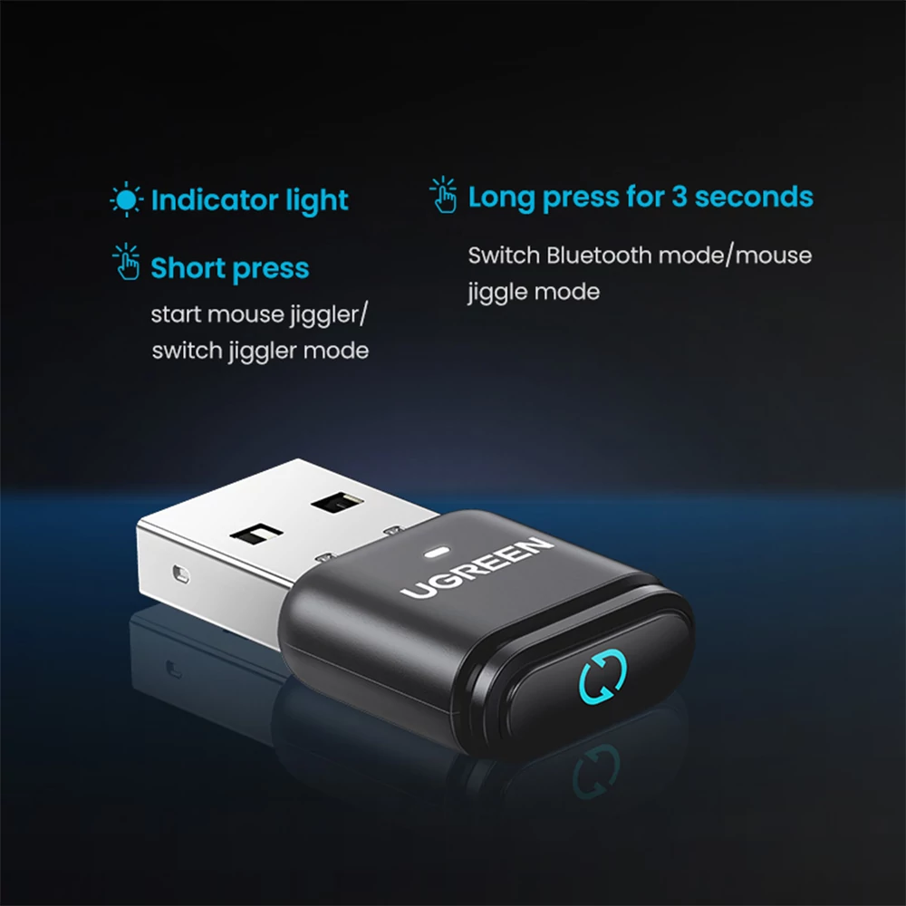 UGREEN Bluetooth 5.3 Adapter & Mouse Jiggler – Gombvezérlés