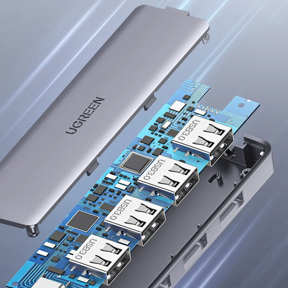 UGREEN CM219 USB-C hub - Belső chipek és USB 3.0 portok
