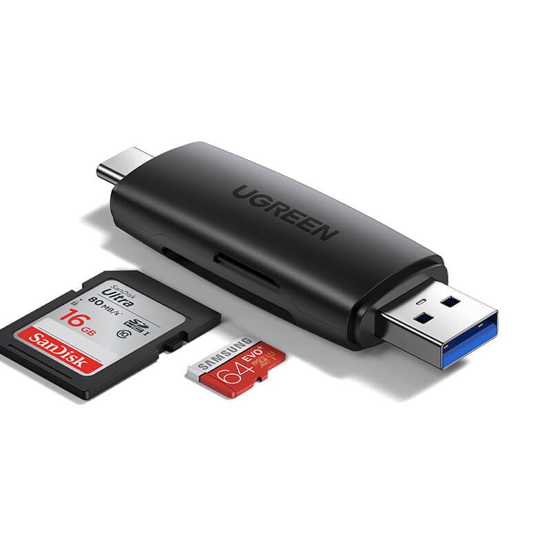 UGREEN 2 az 1-ben USB 3.0 és USB-C SD kártyaolvasó – Kettős csatlakozás