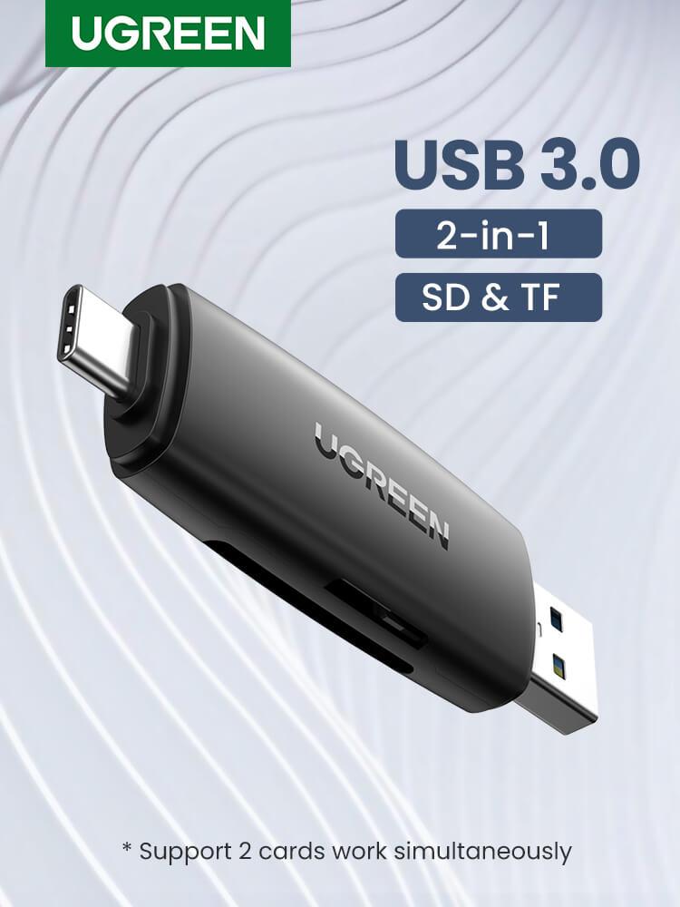 UGREEN 2 az 1-ben USB 3.0 és USB-C SD kártyaolvasó – Széles kompatibilitás