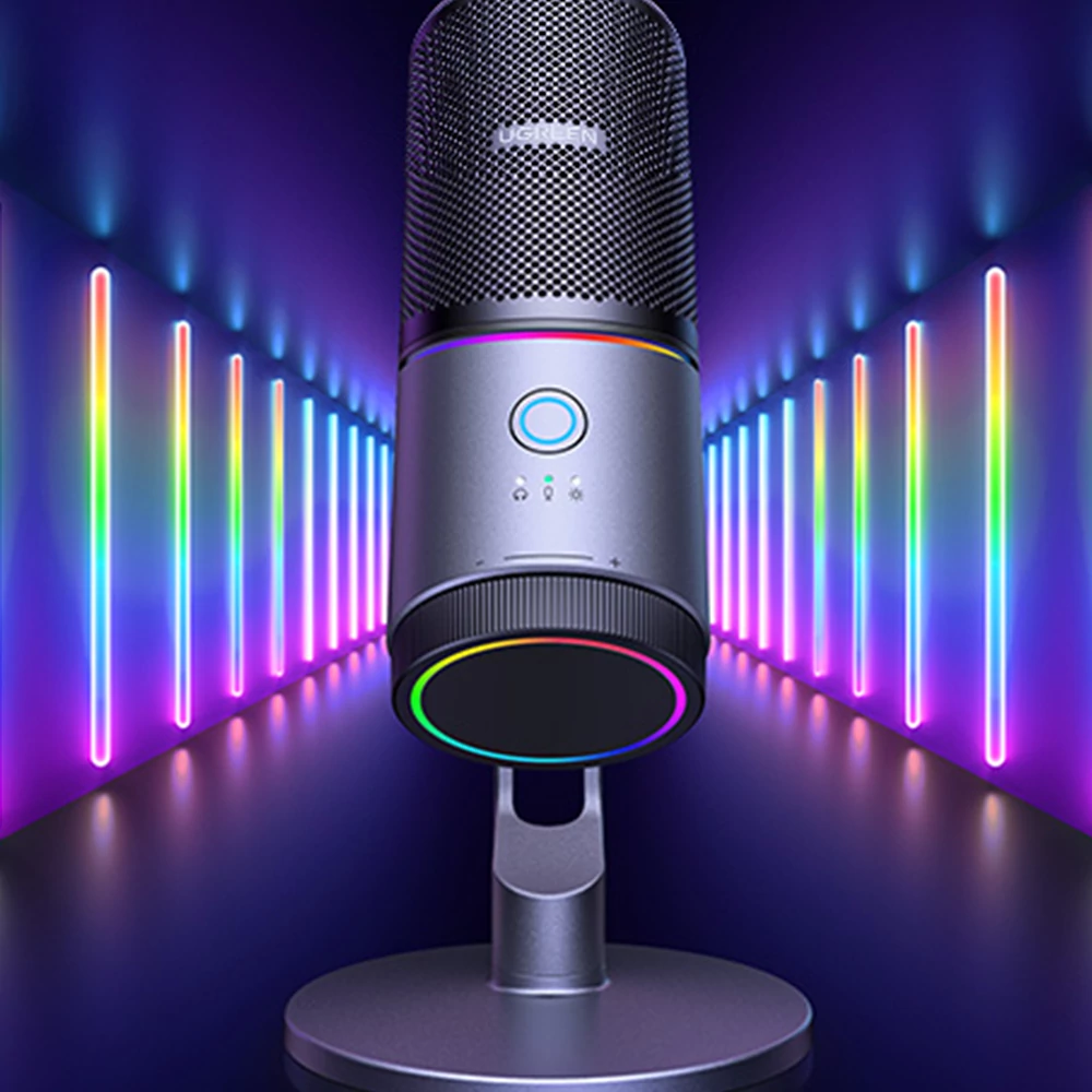 UGREEN UG‑CM769 USB asztali mikrofon – 7 RGB világítási mód