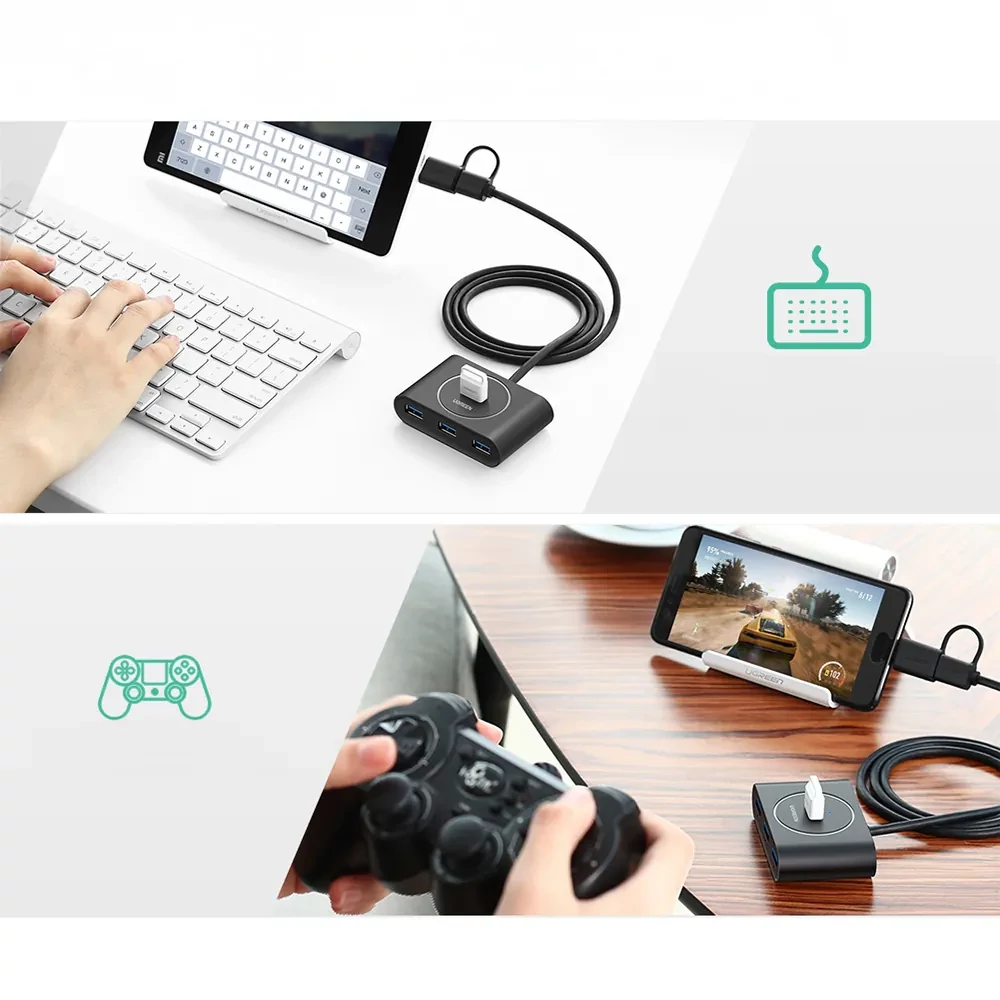 UGREEN CR113 USB 3.0 hub - OTG funkció telefonhoz és tablethez