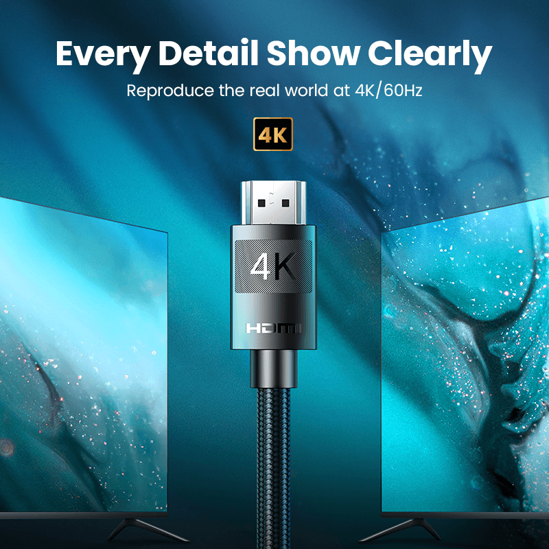 UGREEN 4K HDMI Cable Male to Male Braided, 5m – Erős árnyékolás