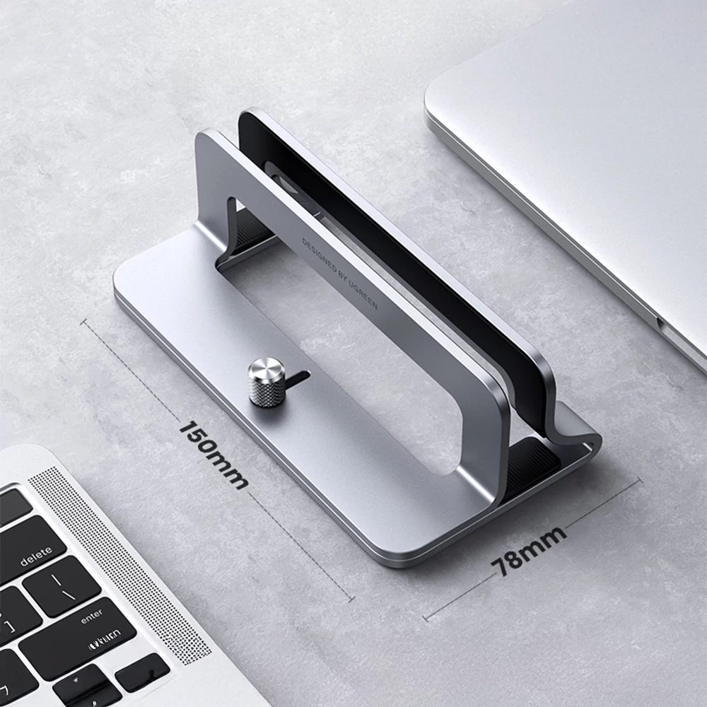UGREEN UG-LP258 állítható függőleges laptop tartó (ezüst) – Állítható szélesség 12–26 mm