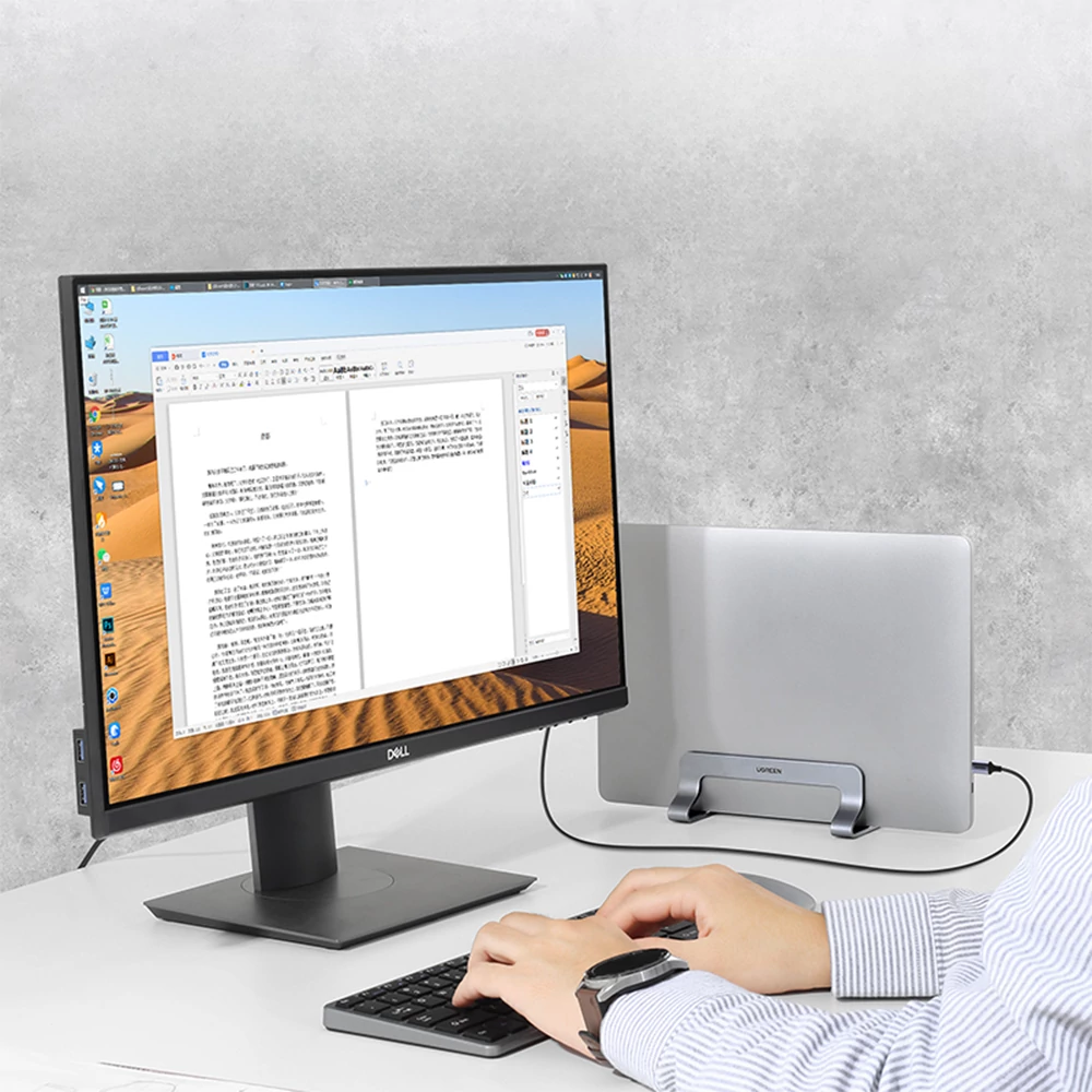 UGREEN UG-LP258 állítható függőleges laptop tartó (ezüst) – Rendezett, profi munkaterület