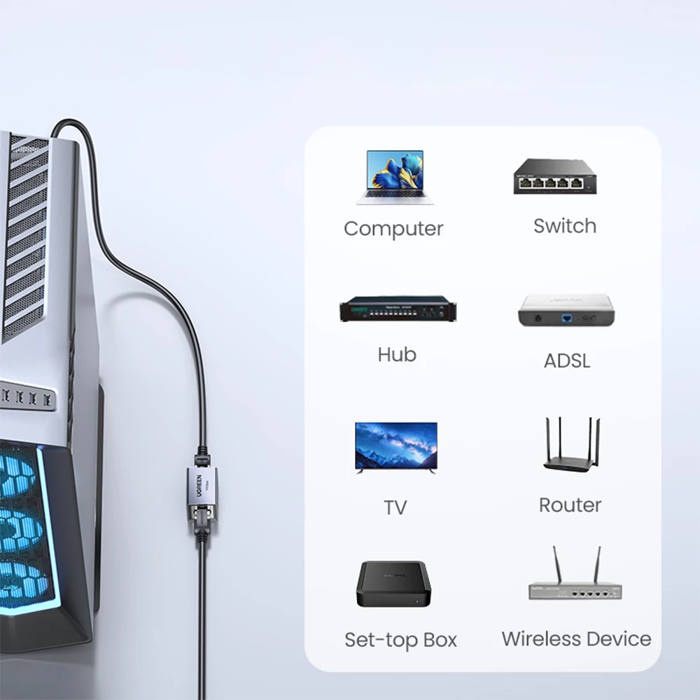UGREEN 10Gbps Ethernet hosszabbító adapter – Széleskörű kompatibilitás