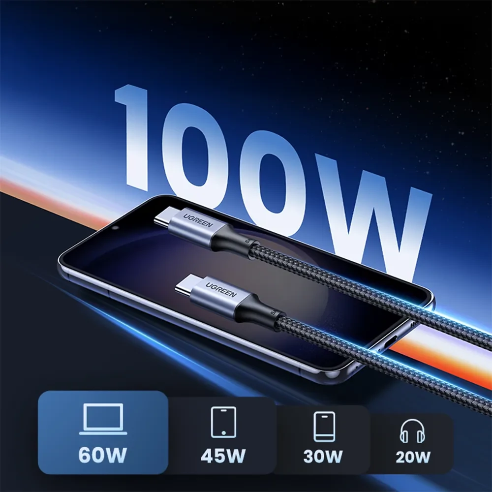 UGREEN US316 USB-C kábel - 100W töltési teljesítmény