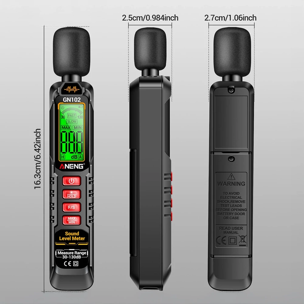 ANENG GN102 digitális zajszintmérő – Széles mérési tartomány 30–130 dB