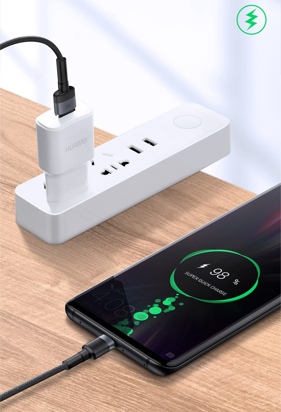 USB-USB-C kábel Baseus Cafule Huawei SuperCharge, QC 3.0, 5A 1m (fekete-szürke)