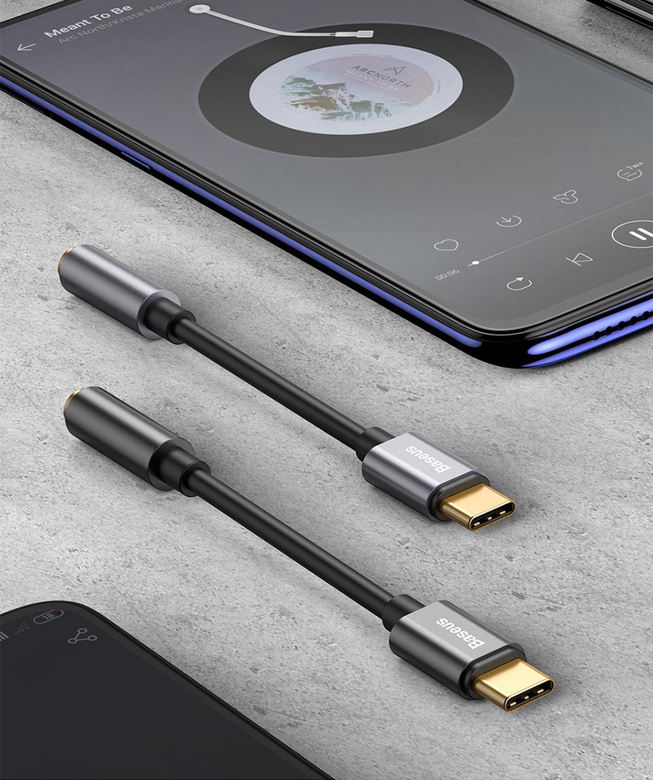 Baseus L54 USB-C audioadapter + 3,5 mm-es mini jack csatlakozó (szürke)