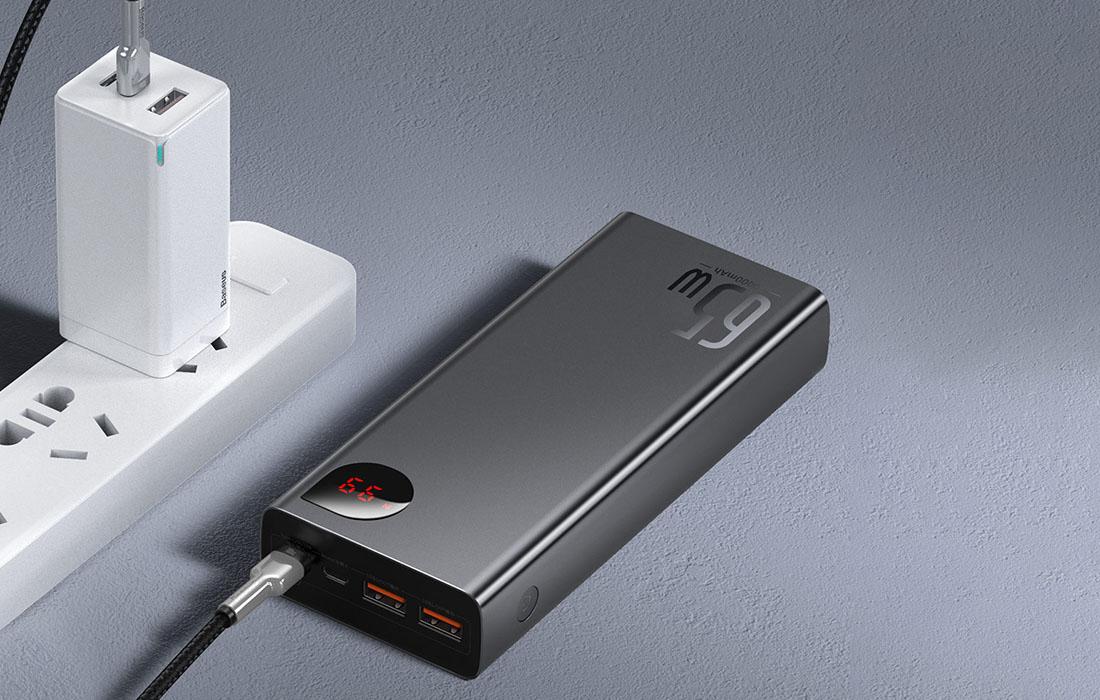 Powerbank Baseus Adaman Metal 20000mAh, PD, QC 3.0, 65W, 2xUSB + USB-C + micro USB, (fekete)