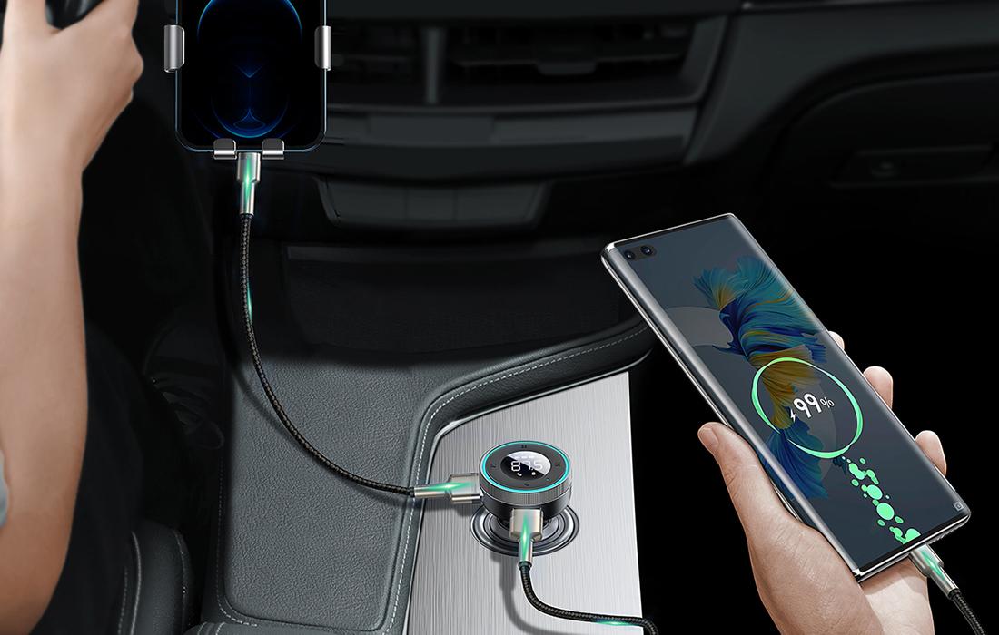 FM adó Baseus Enjoy Car, Bluetooth 5.0, microSD, AUX (fekete)