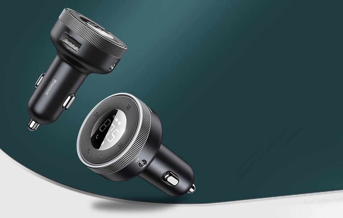 FM adó Baseus Enjoy Car, Bluetooth 5.0, microSD, AUX (fekete)