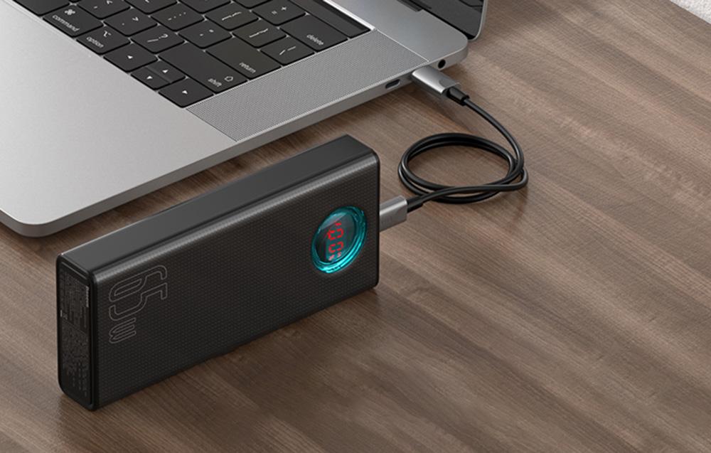 Baseus Amblight Powerbank 30000mAh, 4xUSB, USB-C, 65W (fekete)