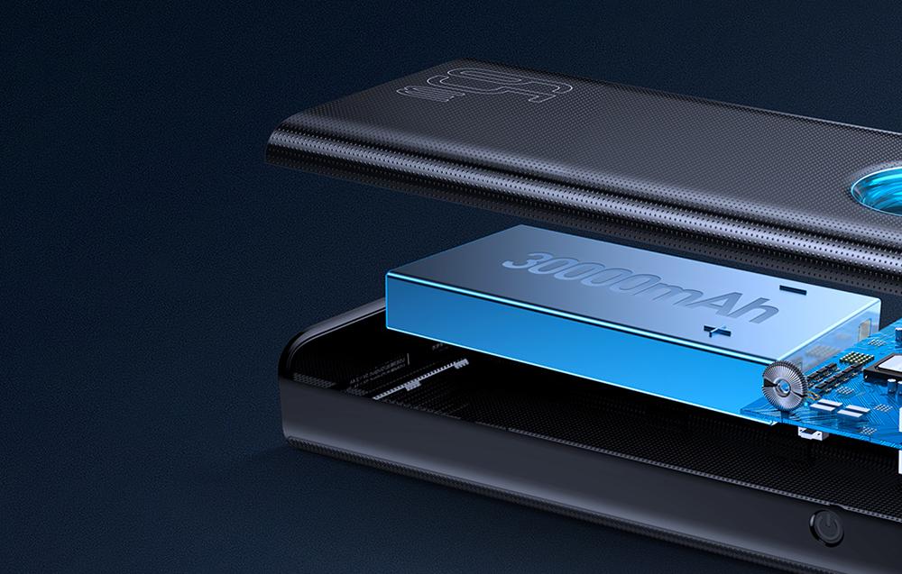 Baseus Amblight Powerbank 30000mAh, 4xUSB, USB-C, 65W (fekete)