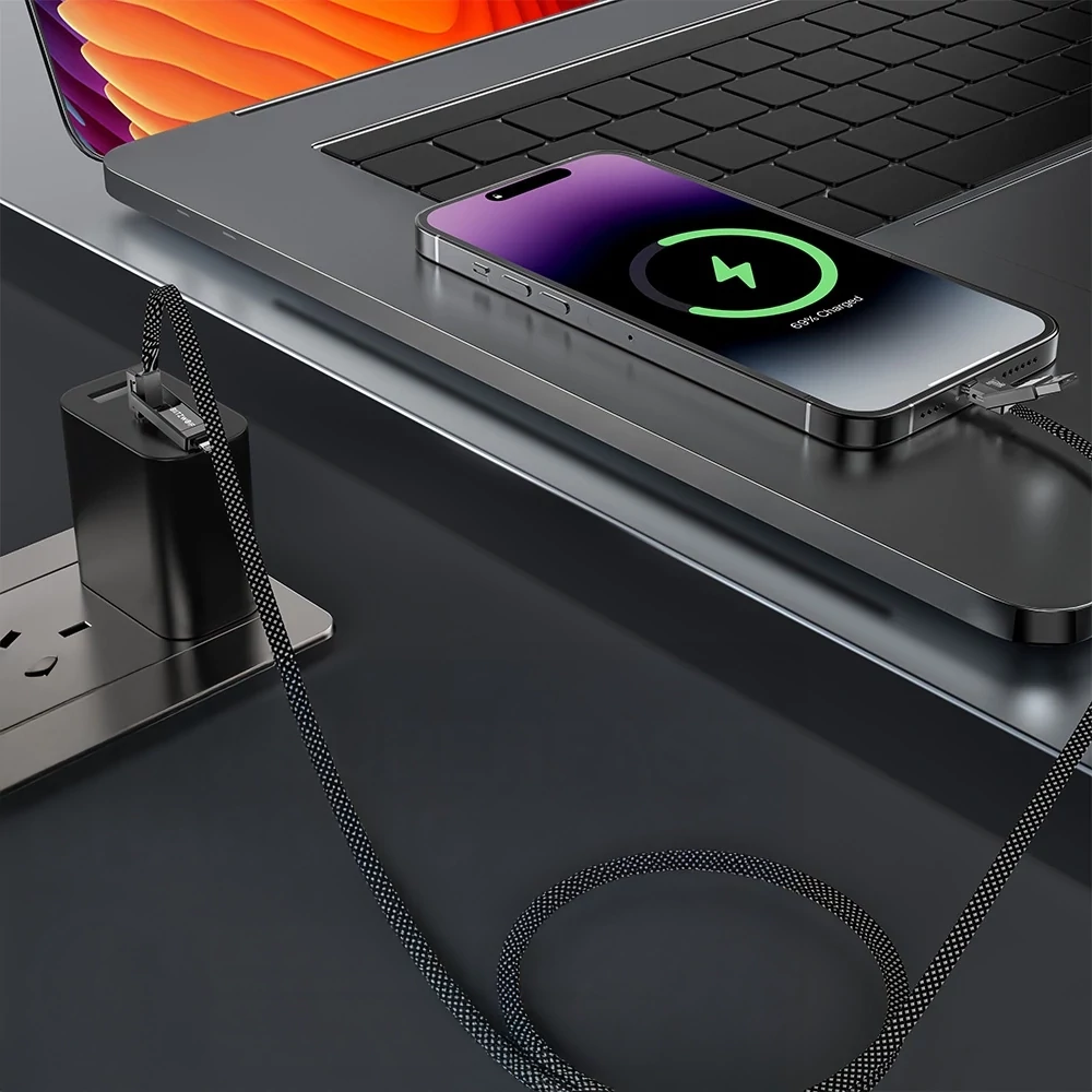 BlitzWolf BW-HDC7 4 az 1-ben PD 240 W gyorstöltő és adatkábel, 1,2 m – 4 az 1-ben csatlakozók