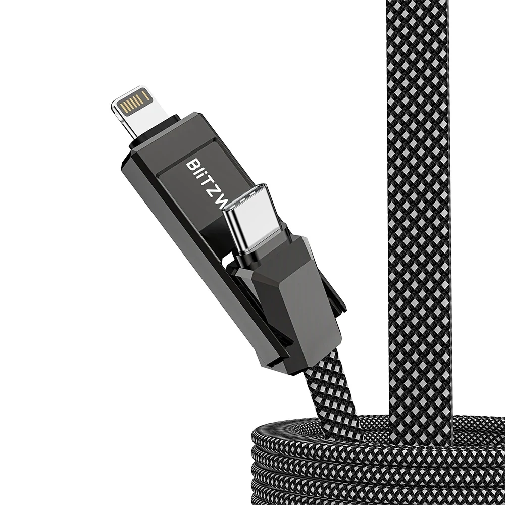 BlitzWolf BW-HDC7 4 az 1-ben PD 240 W gyorstöltő és adatkábel, 1,2 m – 480 Mb/s adatátvitel