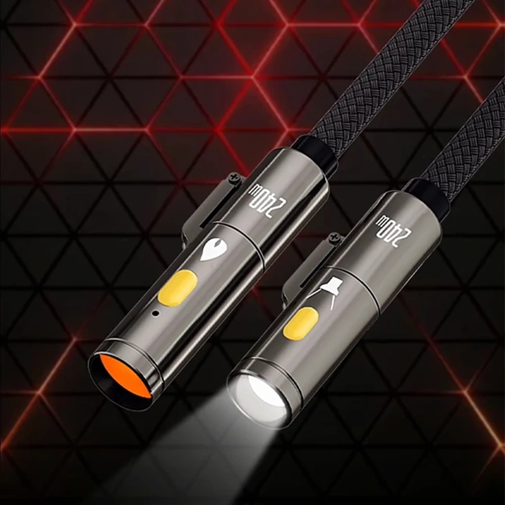 BlitzWolf BW-HDC9 4-az-1-ben gyorstöltő kábel beépített zseblámpával, 240W - Fekete