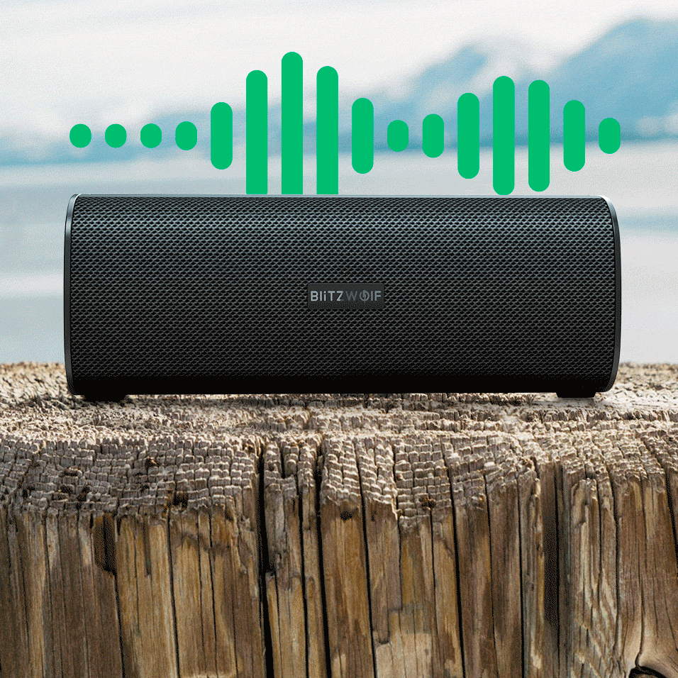 BlitzWolf® BW-WA2: vezeték nélküli vízálló Bluetooth hangszóró 360° fokos térhangzással