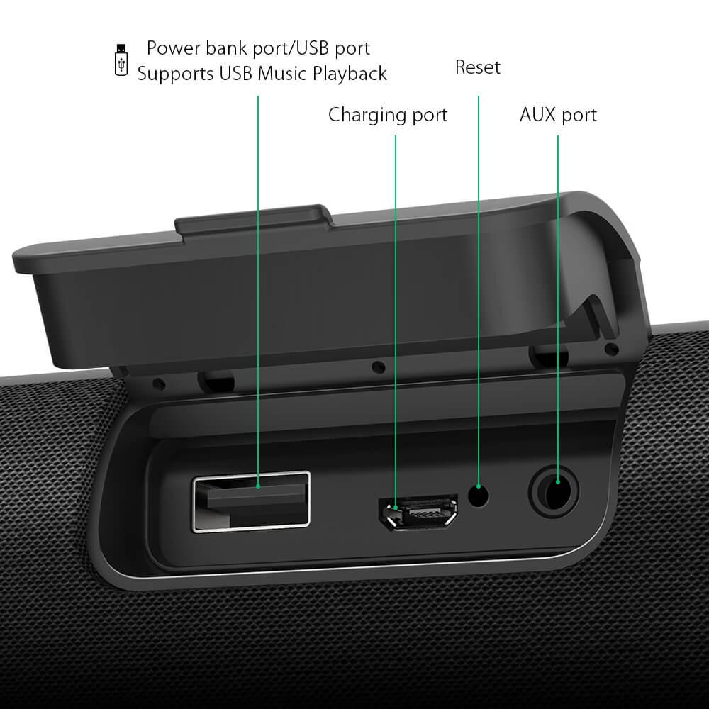 BlitzWolf® BW-WA2: vezeték nélküli vízálló Bluetooth hangszóró több port és funkció