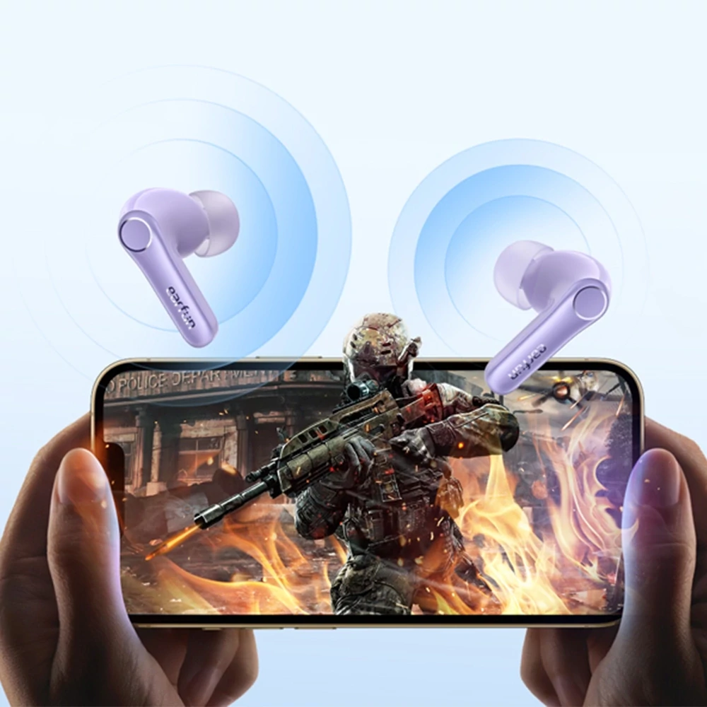 EarFun Air Pro 4 teljesen vezeték nélküli fülhallgató zajszűréssel, 6 beépített mikrofonnal, 52 órás lejátszási idővel - Lila (TW600-V)
