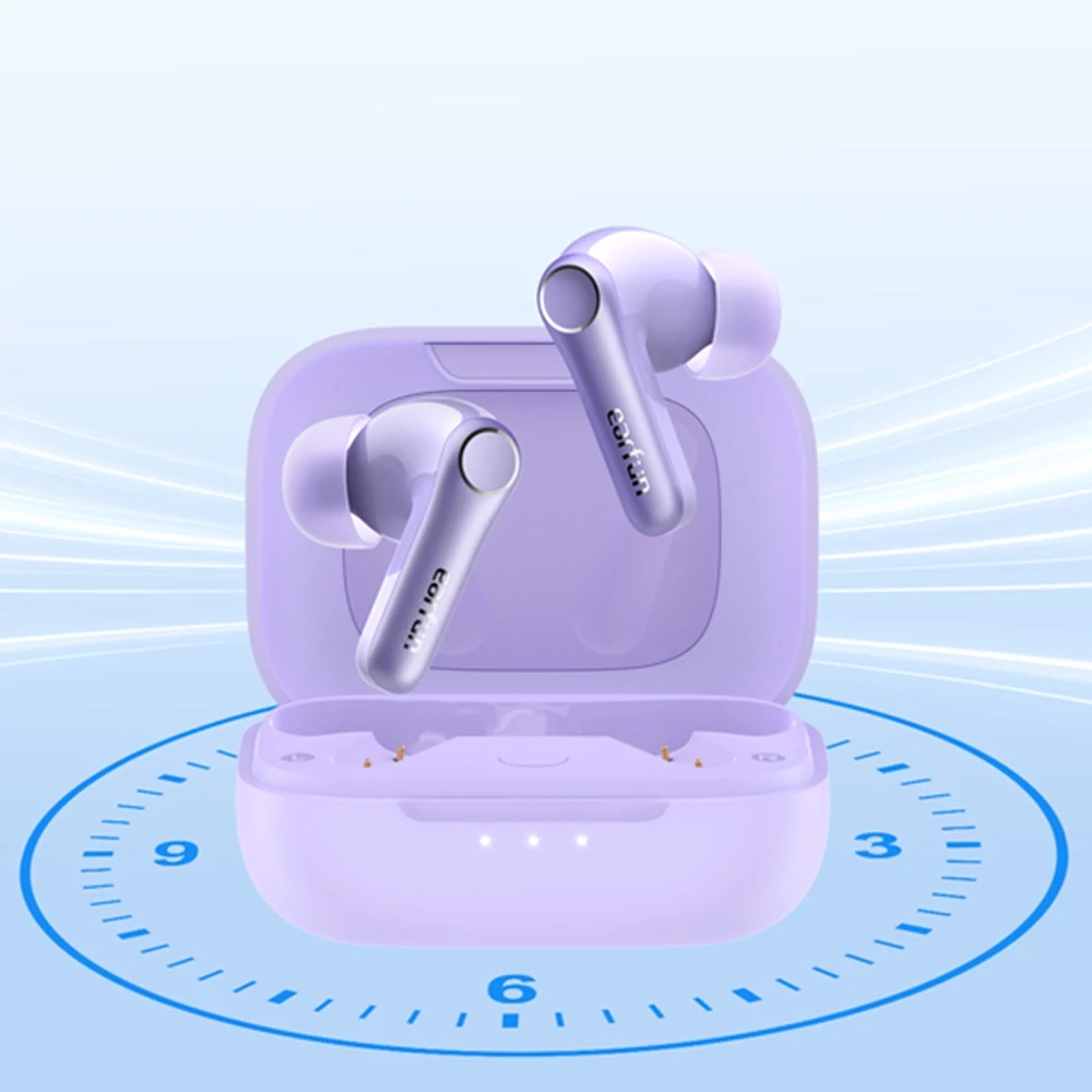EarFun Air Pro 4 teljesen vezeték nélküli fülhallgató zajszűréssel, 6 beépített mikrofonnal, 52 órás lejátszási idővel - Lila (TW600-V)