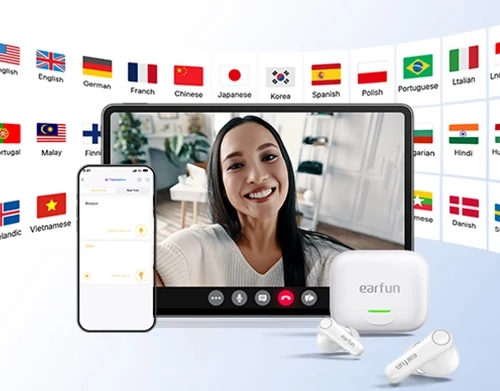 EarFun Air Pro 4+ zajszűrős fülhallgató, AI fordítással, 54 órás üzemidővel, LDAC, Auracast, Bluetooth 6.0 - Fekete