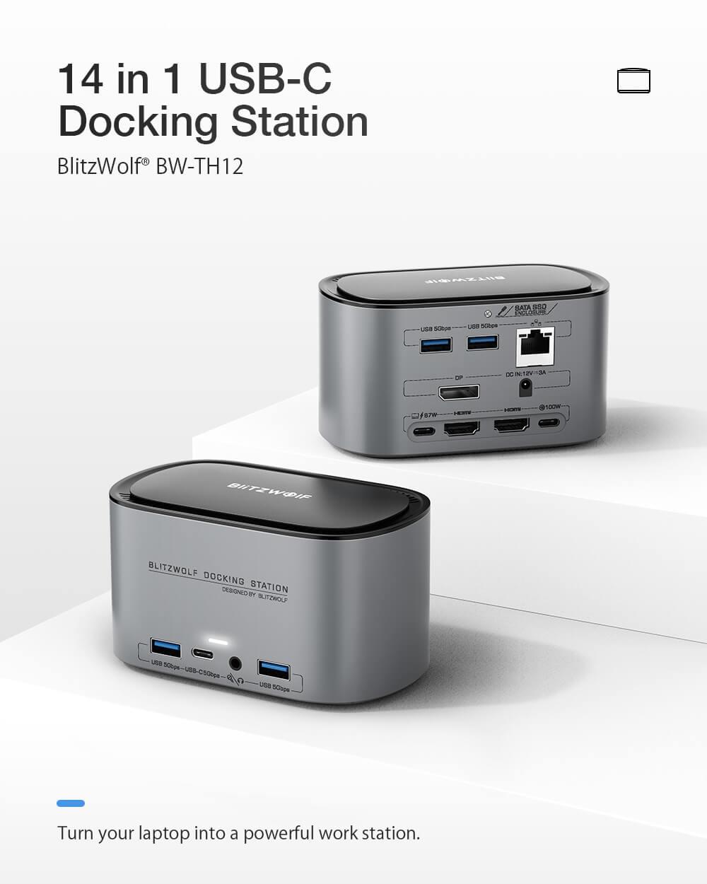 BlitzWolf® BW-TH12 14 az egyben USB-C dokkoló