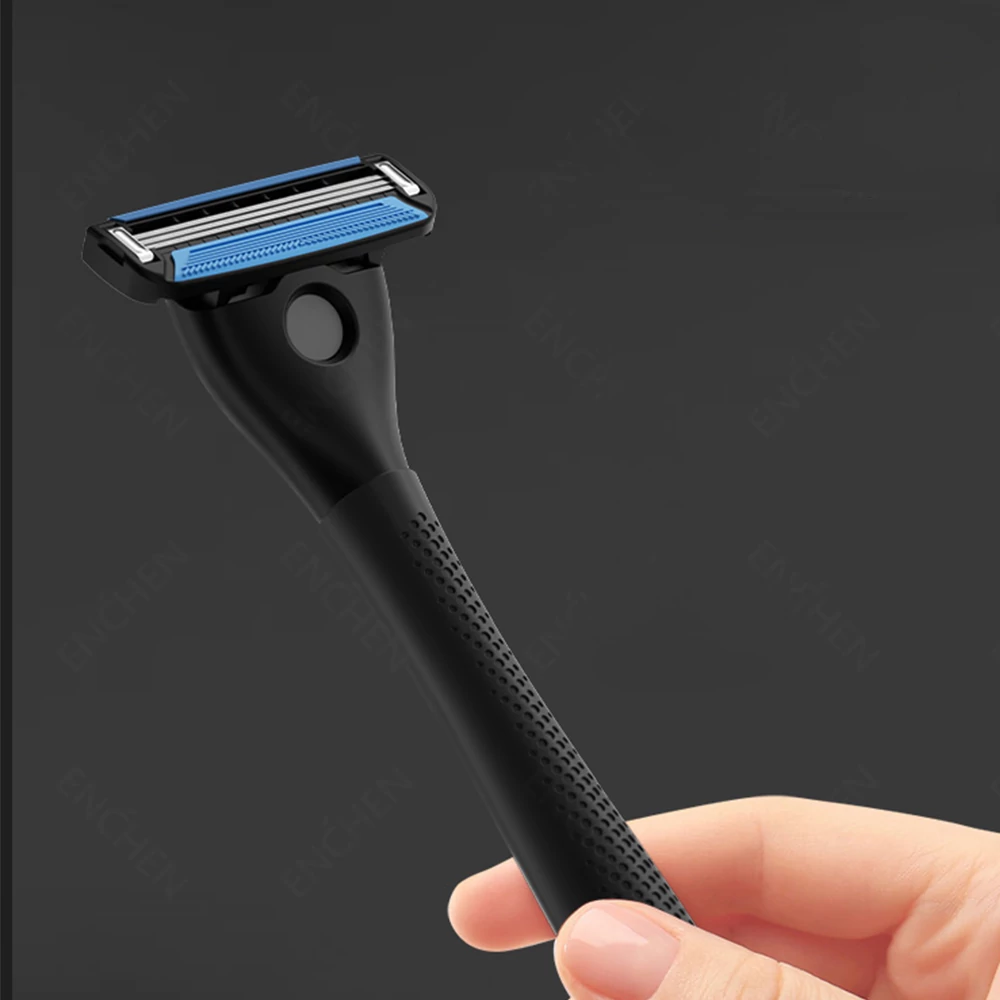 Xiaomi Enchen T30 kézi borotva 3 pengés borotvafejjel, csúszásmentes markolattal - Fekete – Egygombos fejcsere