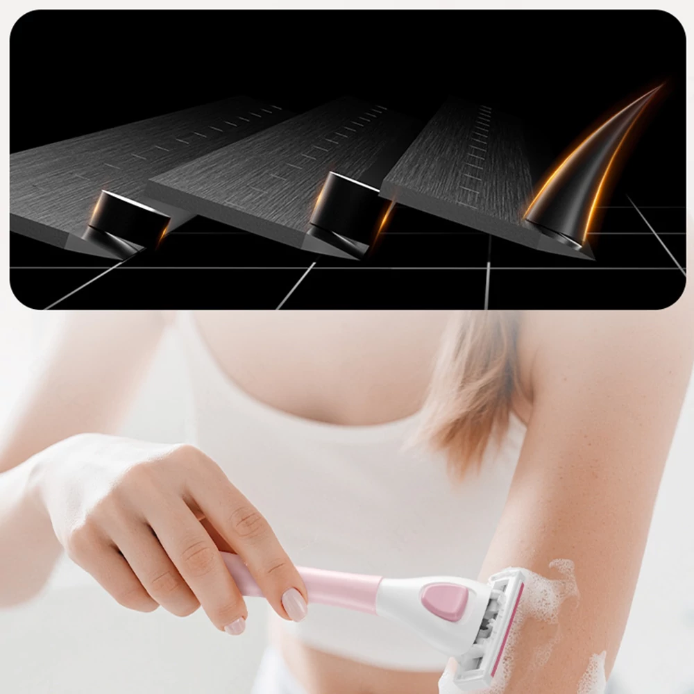 Xiaomi Enchen T30 kézi borotva 3 pengés borotvafejjel, csúszásmentes markolattal - Pink – Kompakt fejméret