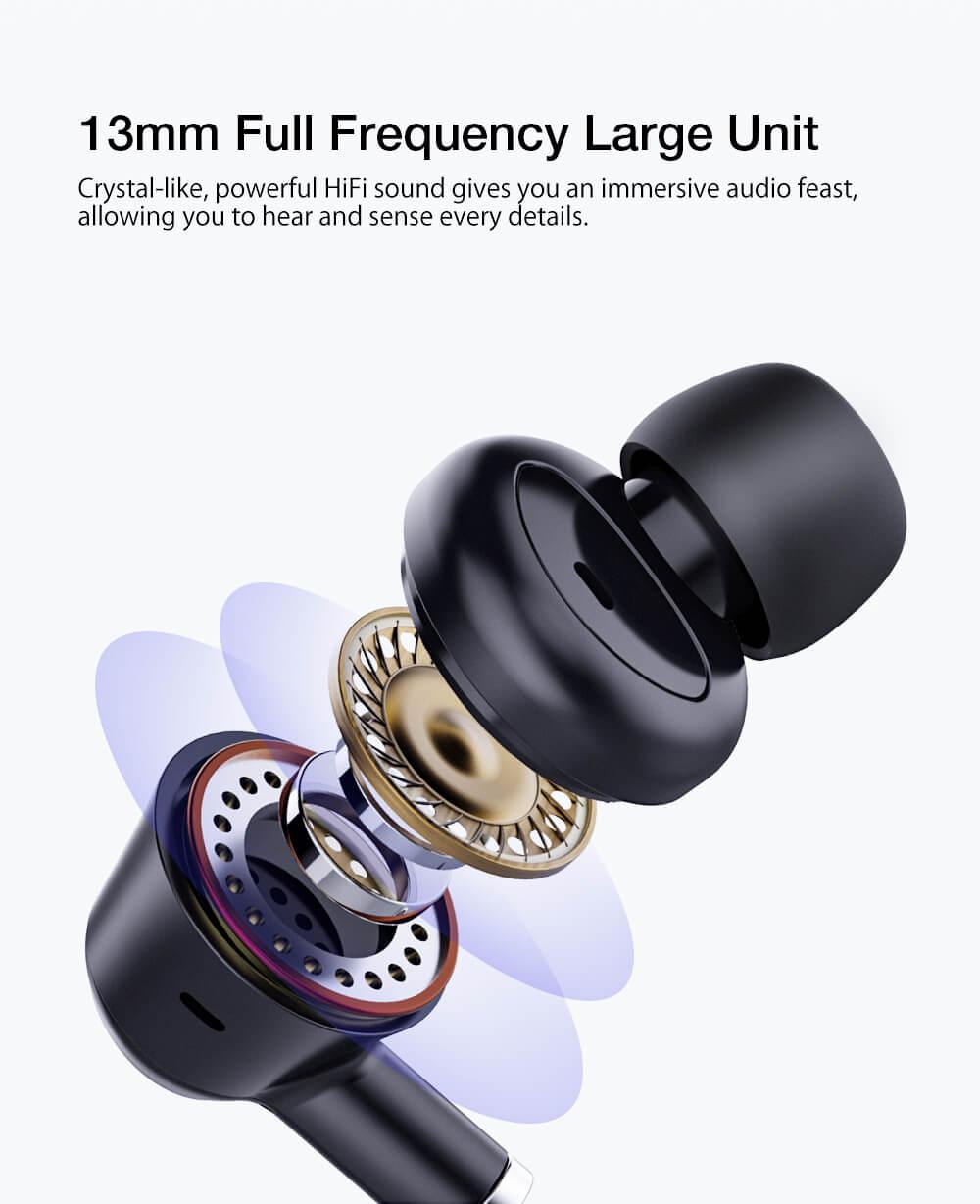 BlitzWolf® BW-ANC2 fülhallgató 13 mm-es meghajtókkal