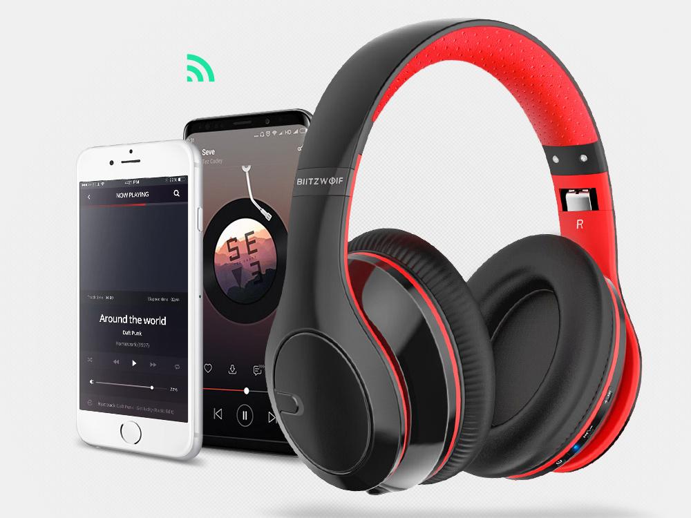 BlitzWolf® BW-HP1: vezeték nélküli Bluetooth fejhallgató beépített mikrofonnal Bluetooth 4.1