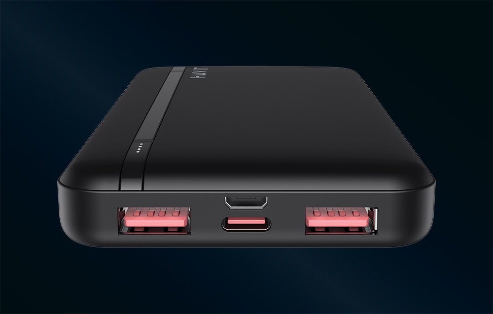 Havit 10000mAh powerbank, 2xUSB, USB-C, 22.5W (fekete)