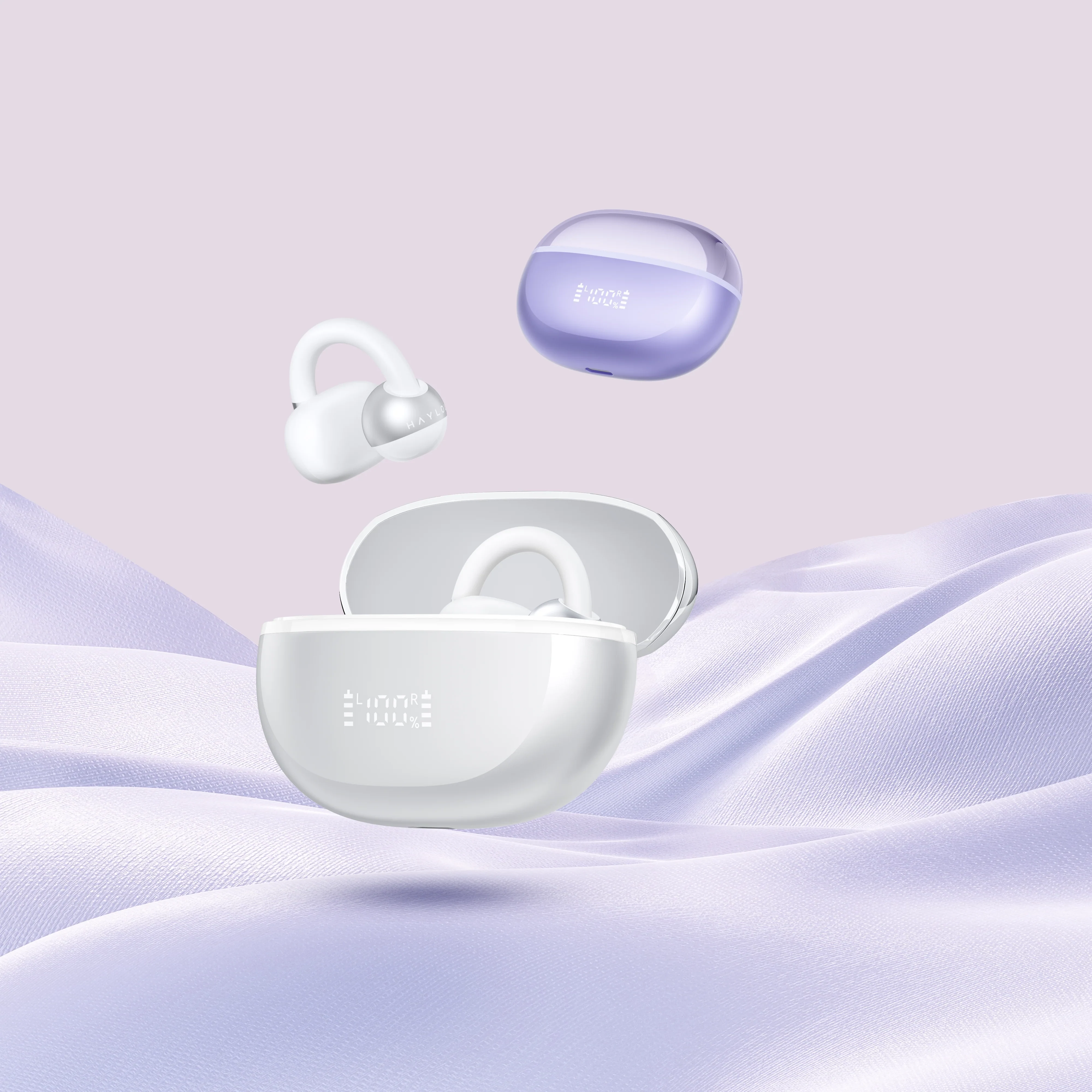 Xiaomi Haylou Airfree fülre kapaszkodós vezeték nélküli akkumulátor kijelzős fülhallgató (fehér)