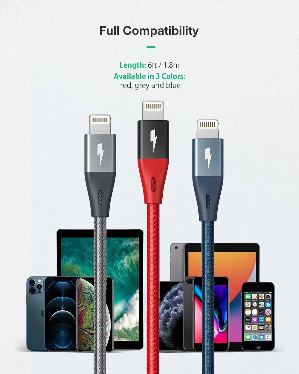 BlitzWolf® BW-MF10 Pro: MFi certified Lightning - USB töltő- és adatkábel teljes Apple kompatibilitás