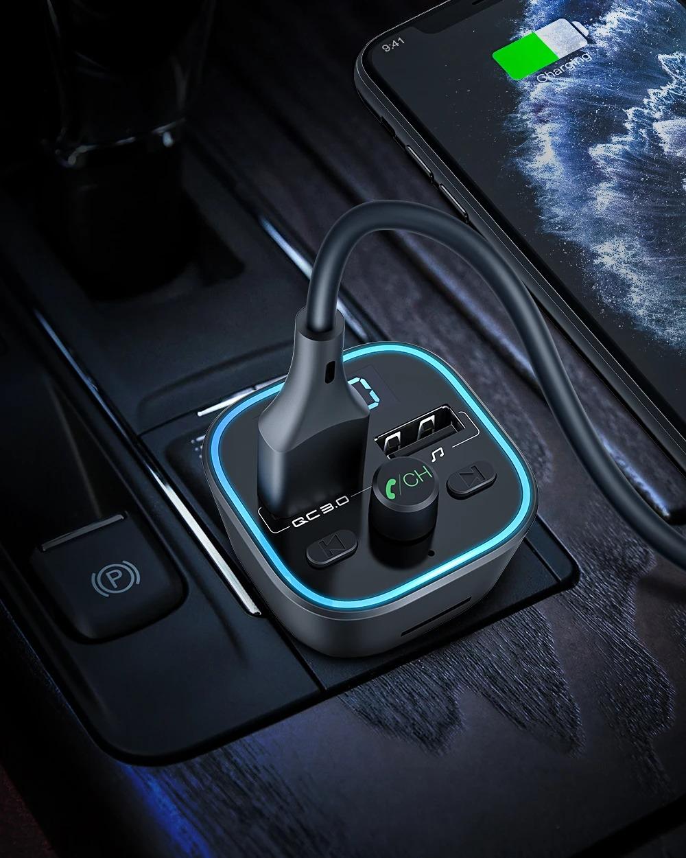 BlitzWolf® BW-BC1: USB szivargyújtóba dugható autós töltő és FM transzmitter